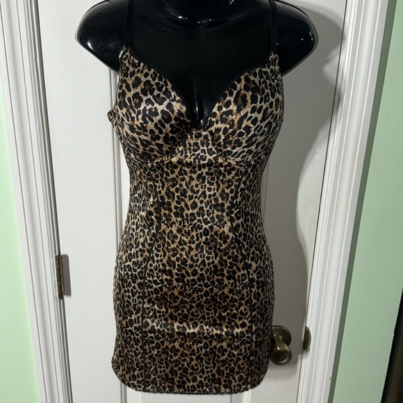 Sweet Nothings Leopard Print Shapewear Mini Dress Bodycon Tight Sexy Size 36C - Picture 7 of 7